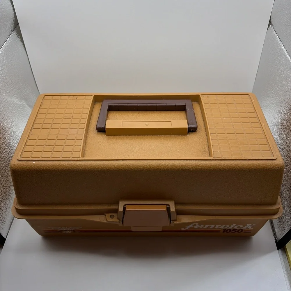 Fenwick 1050 Vintage 1980s Burnt Orange Fishing Tackle Box 2-Tray Dadcore Retro